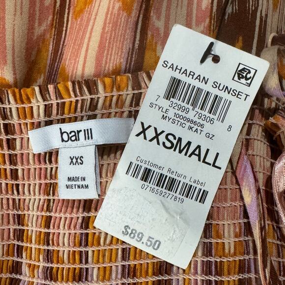 Bar III XX-Small Romper Jumpsuit Wide Leg Keyhole V-Neck Spaghetti Straps Ikat - Picture 9 of 11